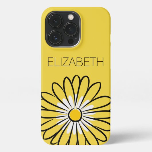 Minimalist Modern Elegant Daisy flower and text iPhoneケース (裏面)