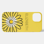 Minimalist Modern Elegant Daisy flower and text iPhoneケース (裏面横)