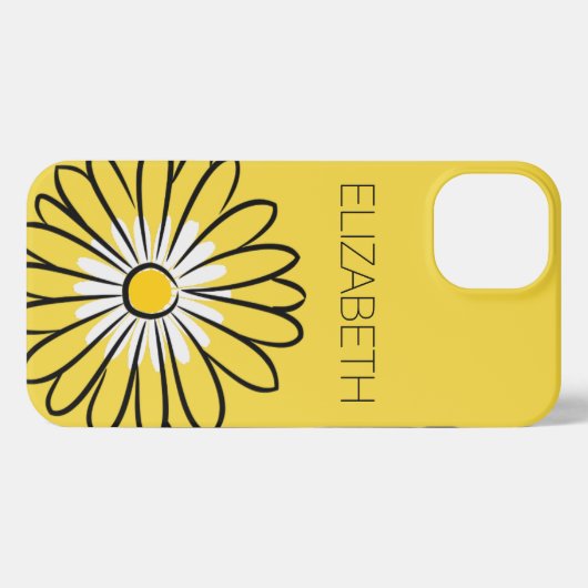 Minimalist Modern Elegant Daisy flower and text iPhoneケース (裏面横)