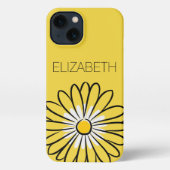 Minimalist Modern Elegant Daisy flower and text iPhoneケース (裏面)