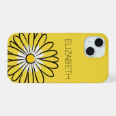 Minimalist Modern Elegant Daisy flower and text iPhone 15ケース (裏面横)