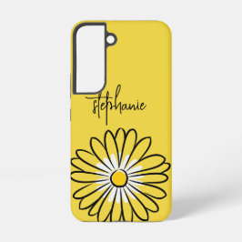 Minimalist Modern Elegant Daisy flower and text Samsung Galaxy S22ケース