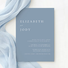 Minimalist Modern Elegant Dusty Blue Wedding 招待状
