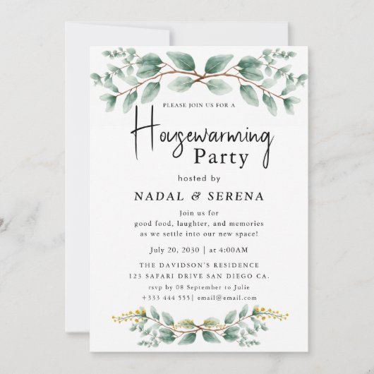 Minimalist Modern Elegant Housewarming Party 招待状 (正面)