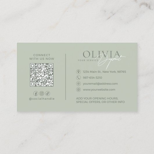 Minimalist Modern Elegant Pastel Green 名刺 (裏面)