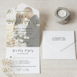 Minimalist Modern Elegant Photo Wedding  オールインワン招待状