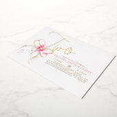 Minimalist Modern Elegant Pink Bow 2nd Birthday 箔招待状 (回転した状態)