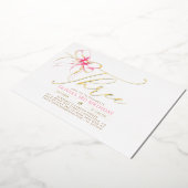 Minimalist Modern Elegant Pink Bow 3rd Birthday 箔招待状 (回転した状態)