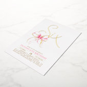 Minimalist Modern Elegant Pink Bow 6th Birthday 箔招待状 (回転した状態)