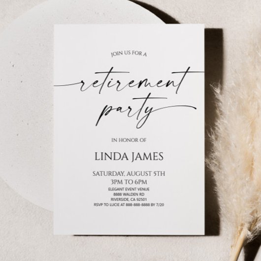 Minimalist Modern Elegant Retirement Party 招待状