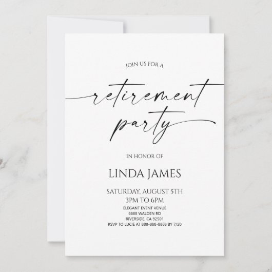 Minimalist Modern Elegant Retirement Party 招待状 (正面)