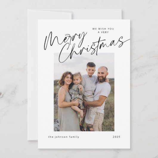 Minimalist Modern Elegant Script Christmas シーズンカード (正面)