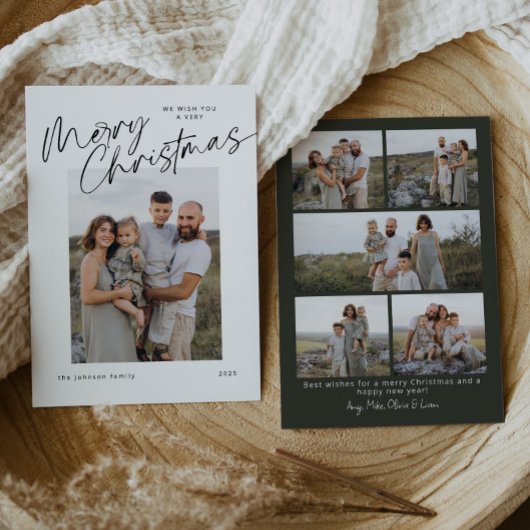 Minimalist Modern Elegant Script Christmas シーズンカード