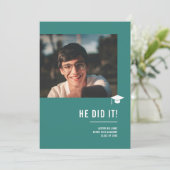 Minimalist Modern Elegant Teal Graduation Party 招待状 (スタンド正面)