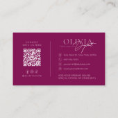 Minimalist Modern Elegant Vibrant Berry Red 名刺 (裏面)