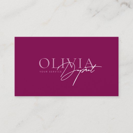 Minimalist Modern Elegant Vibrant Berry Red 名刺 (正面)