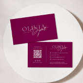 Minimalist Modern Elegant Vibrant Berry Red 名刺