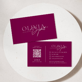 Minimalist Modern Elegant Vibrant Berry Red 名刺