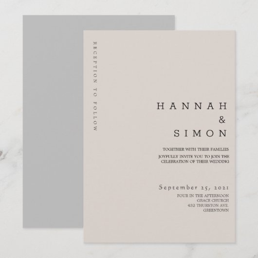 Minimalist Modern Fall Wedding Invitation | 秋 (正面/裏面)