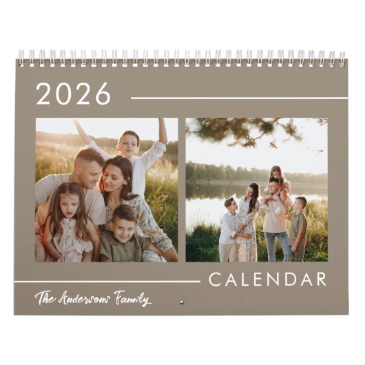 Minimalist Modern Family Photo 2026 カレンダー (カバー)