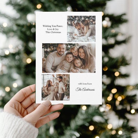 Minimalist Modern Family Photo Collage Christmas  シーズンカード