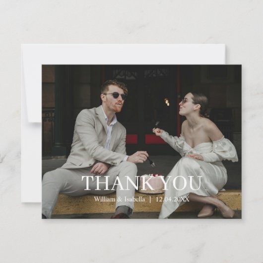 Minimalist Modern Flat Thank You Card 出欠カード (正面)