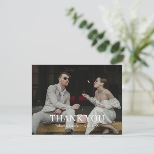Minimalist Modern Flat Thank You Card 出欠カード (スタンド正面)