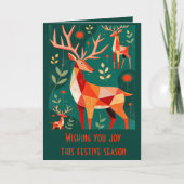 Minimalist Modern Geometric Kitschy Woodland Deer  カード (正面)