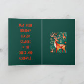 Minimalist Modern Geometric Kitschy Woodland Deer  カード (内部)