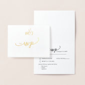 Minimalist Modern Golden Leaf RSVP Foil Card 箔カード (ディスプレー)