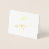 Minimalist Modern Golden Leaf RSVP Foil Card 箔カード (正面)