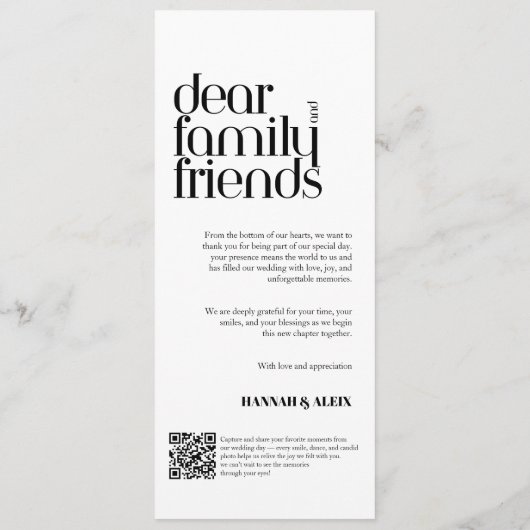 Minimalist Modern Handwriting Wedding Dinner メニュー (裏面)