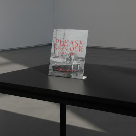 Minimalist Modern Handwritten Guest Book Sign 台座サイン