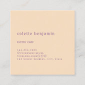 Minimalist Modern Lavender Purple & Pale Peach スクエア名刺 (裏面)