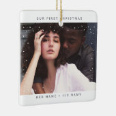 Minimalist Modern | Merry and Married Snow Photo セラミックオーナメント (右)
