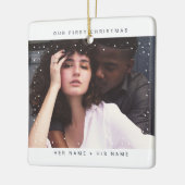 Minimalist Modern | Merry and Married Snow Photo セラミックオーナメント (左)