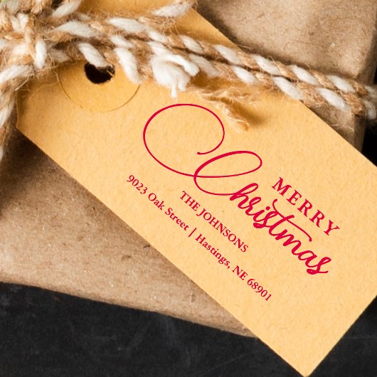 Minimalist Modern Merry Christmas Family Address セルフインキングスタンプ