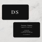 Minimalist Modern Monogram Initial Black  名刺 (正面/裏面)