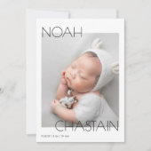 Minimalist Modern Newborn Baby Photo Collage Birth 案内状 (正面)