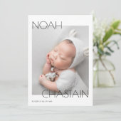 Minimalist Modern Newborn Baby Photo Collage Birth 案内状 (スタンド正面)