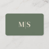 Minimalist Modern Olive Green Initials QR Code 名刺 (正面)