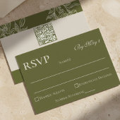 Minimalist Modern Olive Green QR Wedding RSVP