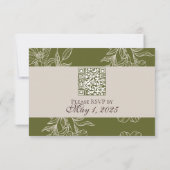 Minimalist Modern Olive Green QR Wedding RSVP (裏面)