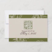 Minimalist Modern Olive Green Wedding QR 出欠カード (裏面)