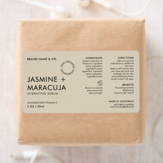 Minimalist Modern Organic Cosmetic Dropper Bottle ラベル (インサイチュ)