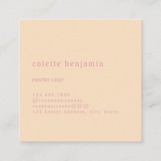 Minimalist Modern Pastel Pink & Pale Peach スクエア名刺 (裏面)