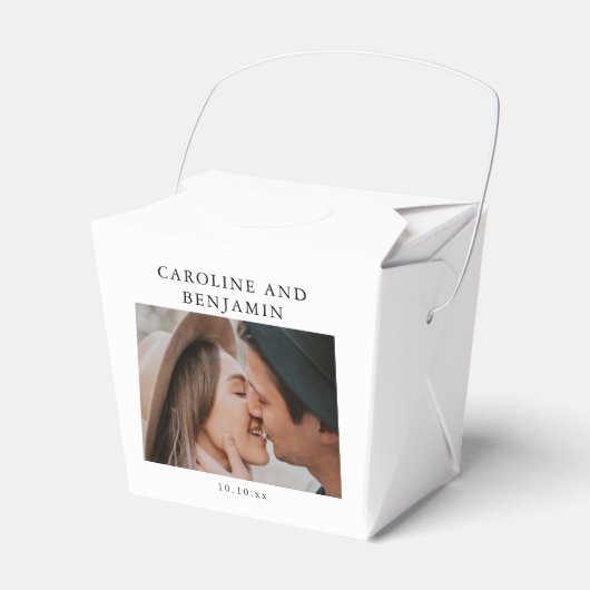 Minimalist Modern Photo Custom Wedding Name Date フェイバーボックス (正面サイド)