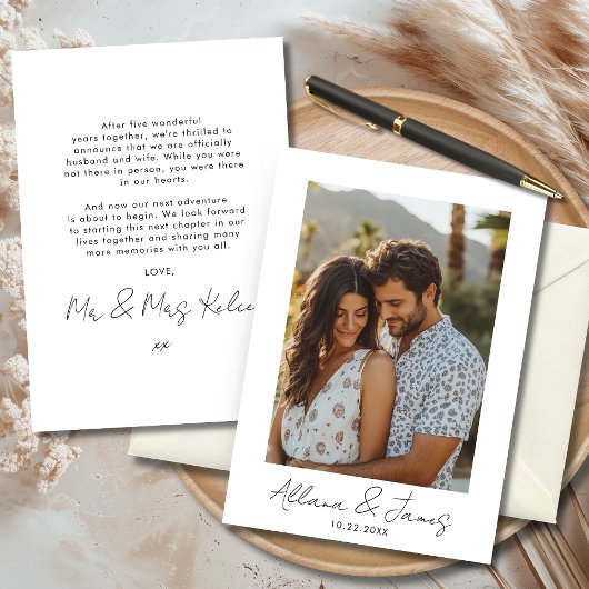 Minimalist Modern Photo Wedding Announcement Card 招待状