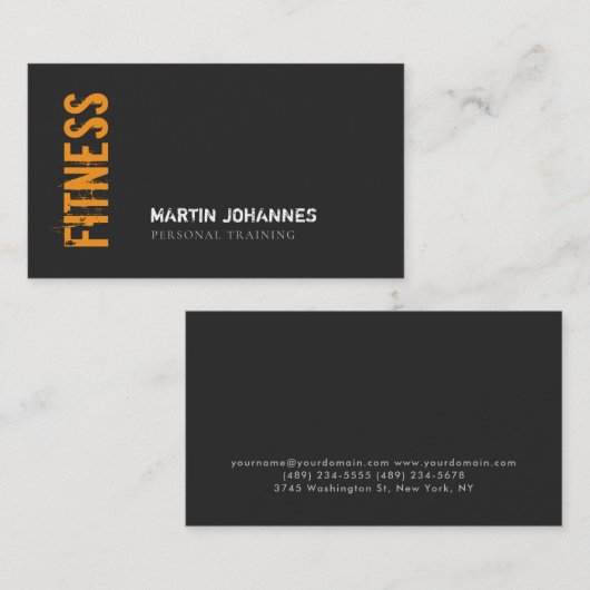 Minimalist Modern Plain Fitness Personal Trainer 名刺 (正面/裏面)