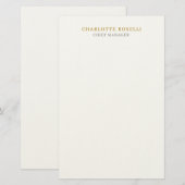 Minimalist Modern Plain Professional Gold Color 便箋 (正面/裏面)